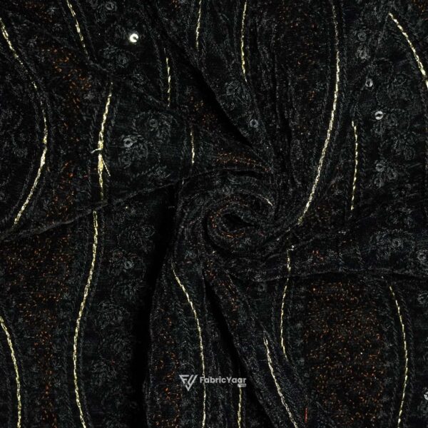 Designer Black Velvet Sequins Work  Koti / Shrug / Jodhpuri Fabric  (Width 38 Inch)