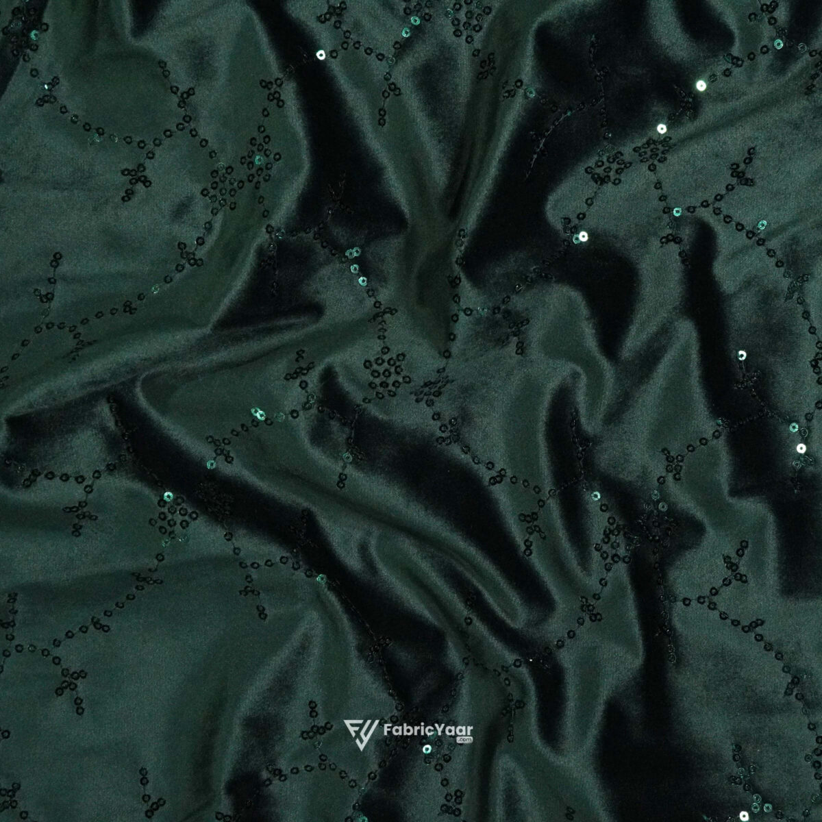 Designer  Velvet Sequins Work Imported Green Blazer / Koti / Shrug / Jodhpuri Fabric  (Width 58 Inch)