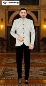 Designer Velvet Sequins Work Imported Off-White Blazer / Koti / Shrug / Jodhpuri Fabric (Width 58 Inch)