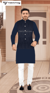 Designer Jacquard With Shimmer Blue Blazer / Koti / Shrug / Jodhpuri Fabric (Width 58 Inch)