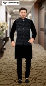 Designer Jacquard With Shimmer Black Blazer/ Koti / Shrug / Jodhpuri Fabric (Width 58 Inch)