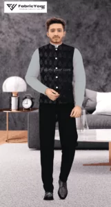 Designer Jacquard With Shimmer Black Blazer/ Koti / Shrug / Jodhpuri Fabric (Width 58 Inch)