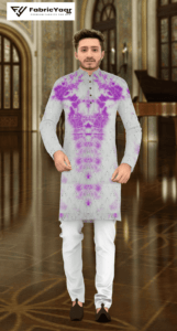 Georgette Tie-Die Mirror Work Lavender Kurta Fabric (Width 38 Inch)