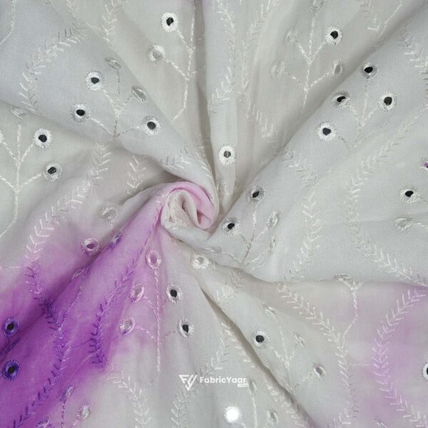 Georgette Tie-Die Mirror Work Lavender Kurta Fabric (Width 38 Inch)