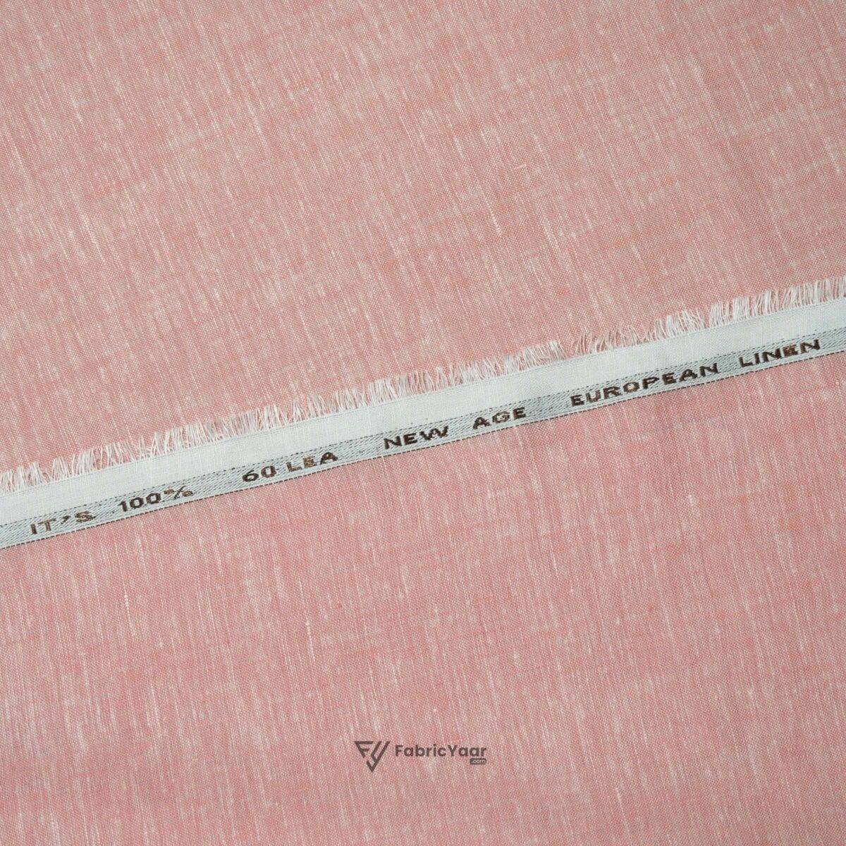 100% Pure Linen 60 LEA True Value Peach Shirt Fabric / Kurta Fabric (Width 58 Inch)