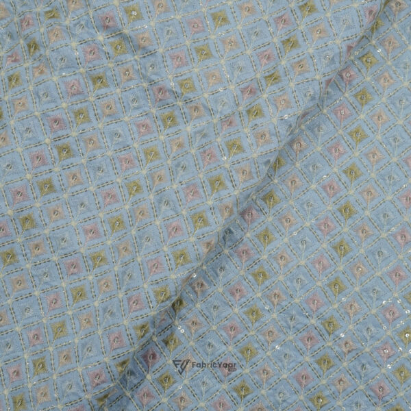 Four Way Stretched Lachka Blue Suit / Pant Fabric  (Width 58 Inch)