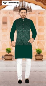 Designer Velvet Sequins Work Imported Green Blazer / Koti / Shrug / Jodhpuri Fabric (Width 58 Inch)
