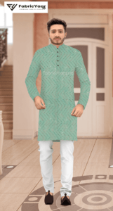 Georgette Golden Sequins Work Sea Green Kurta (Width 38 Inch)