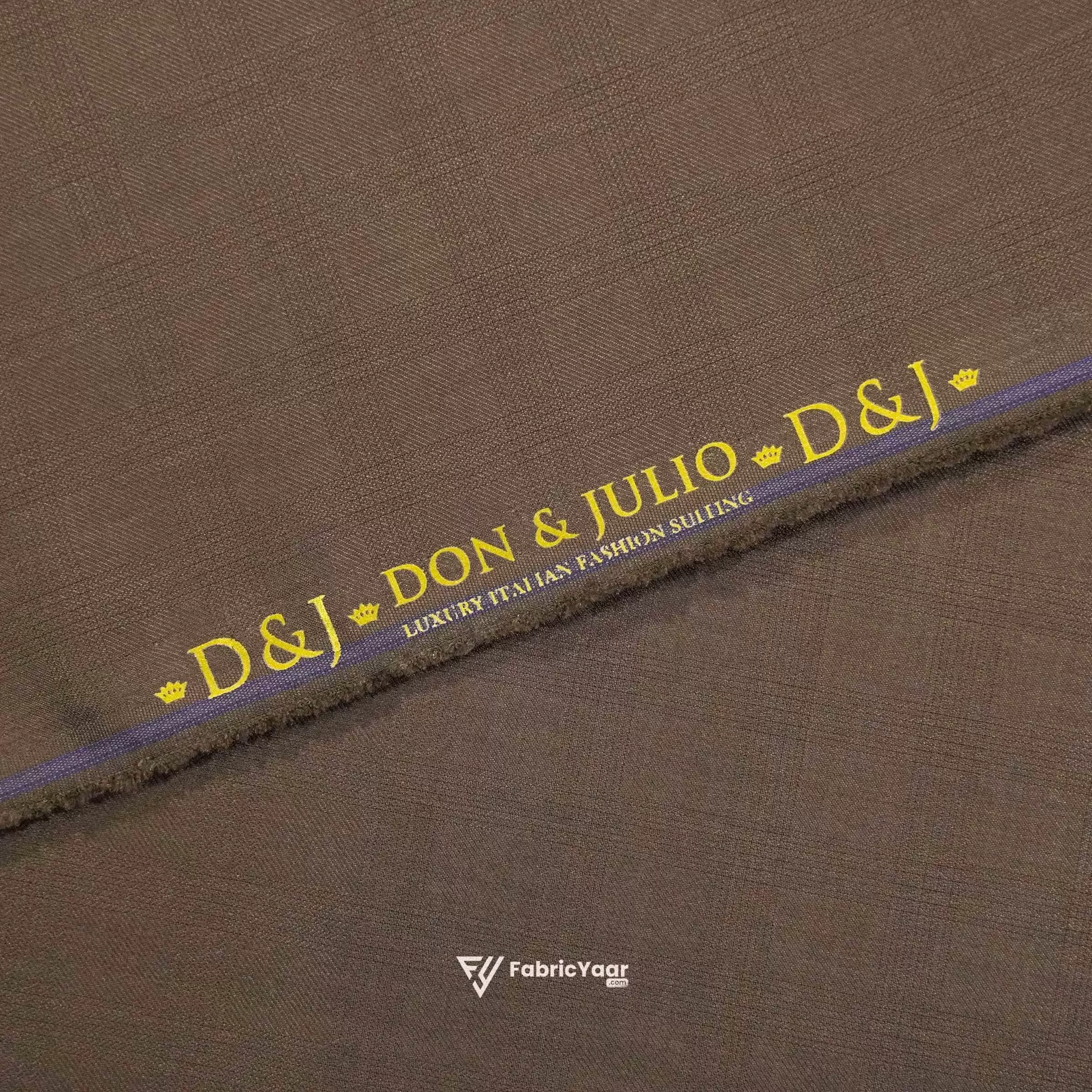 D&J T/R Textured Checks Coffee Brown Pant / Suit Fabric (Width 58 Inch