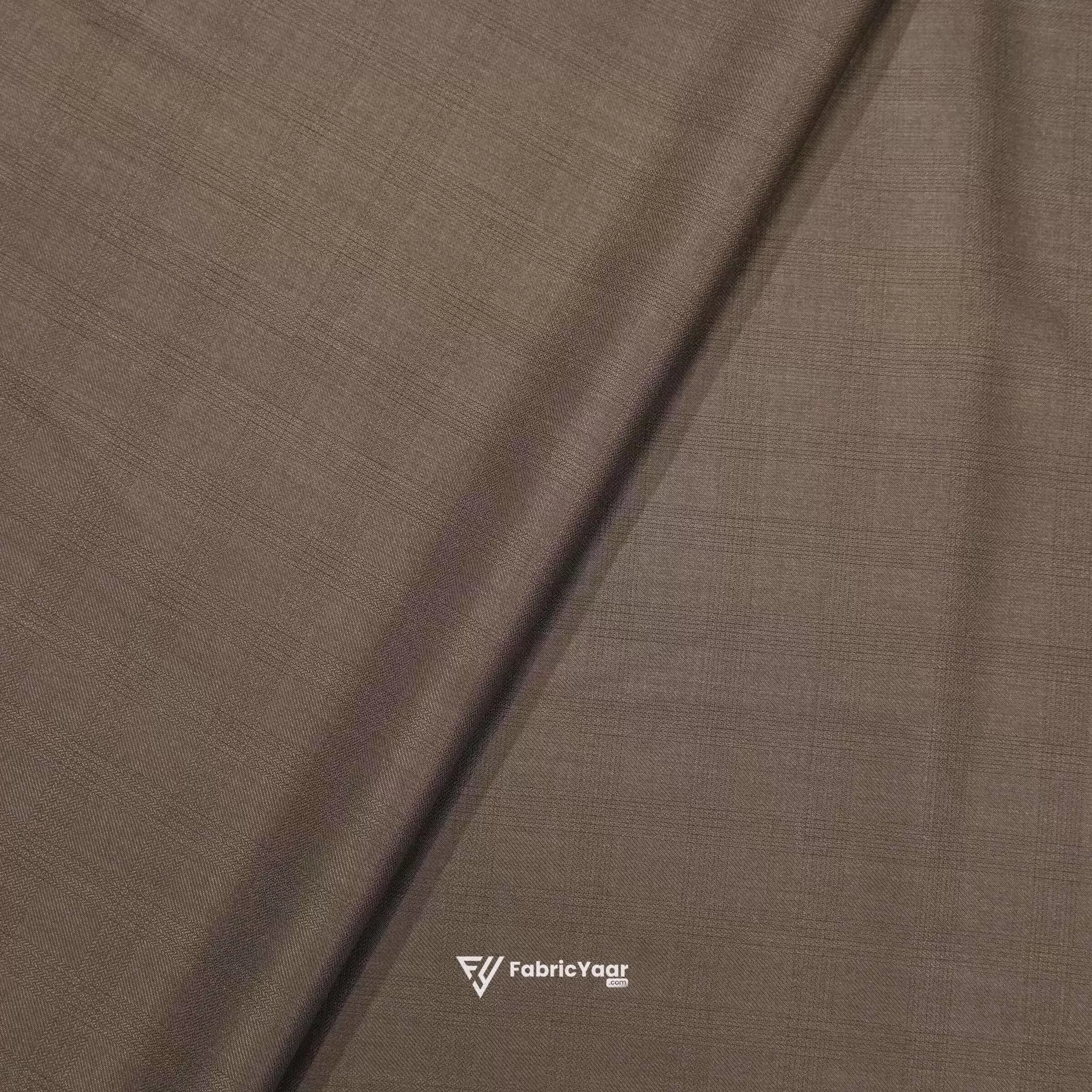 D&J T/R Textured Checks Coffee Brown Pant / Suit Fabric (Width 58 Inch