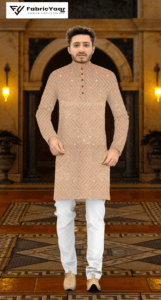 Georgette Golden Sequins Work Peach Kurta (Width 38 Inch)