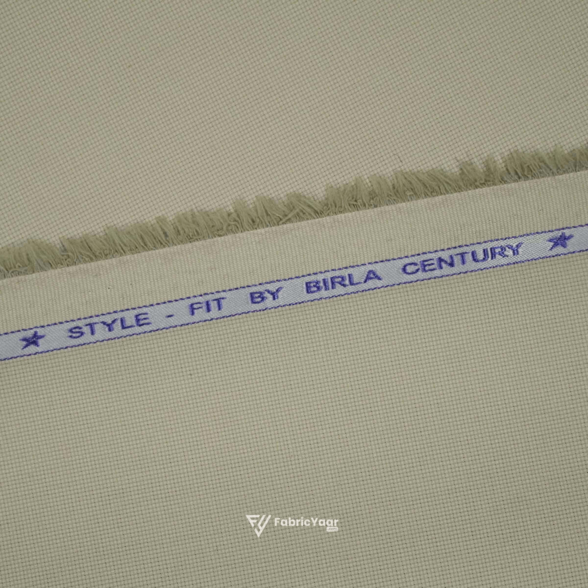 Birla Century Stretchable Majestic Cream Matte Cotton Trouser Fabric (Width 58 Inch)