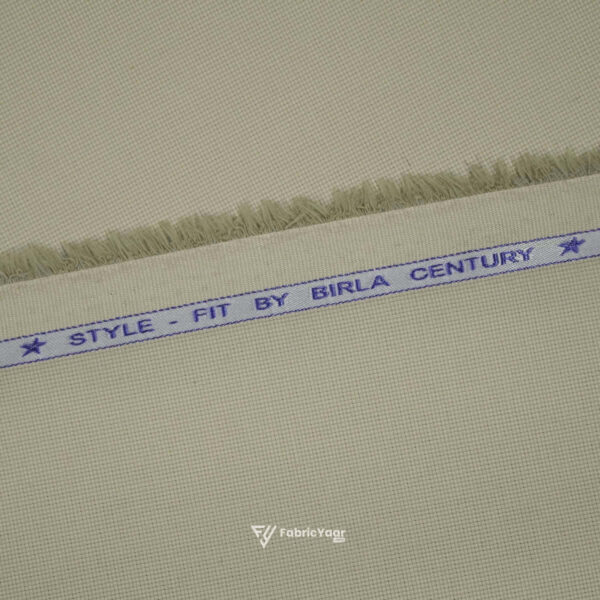 Birla Century Stretchable Majestic Cream Matte Cotton Trouser Fabric (Width 58 Inch)