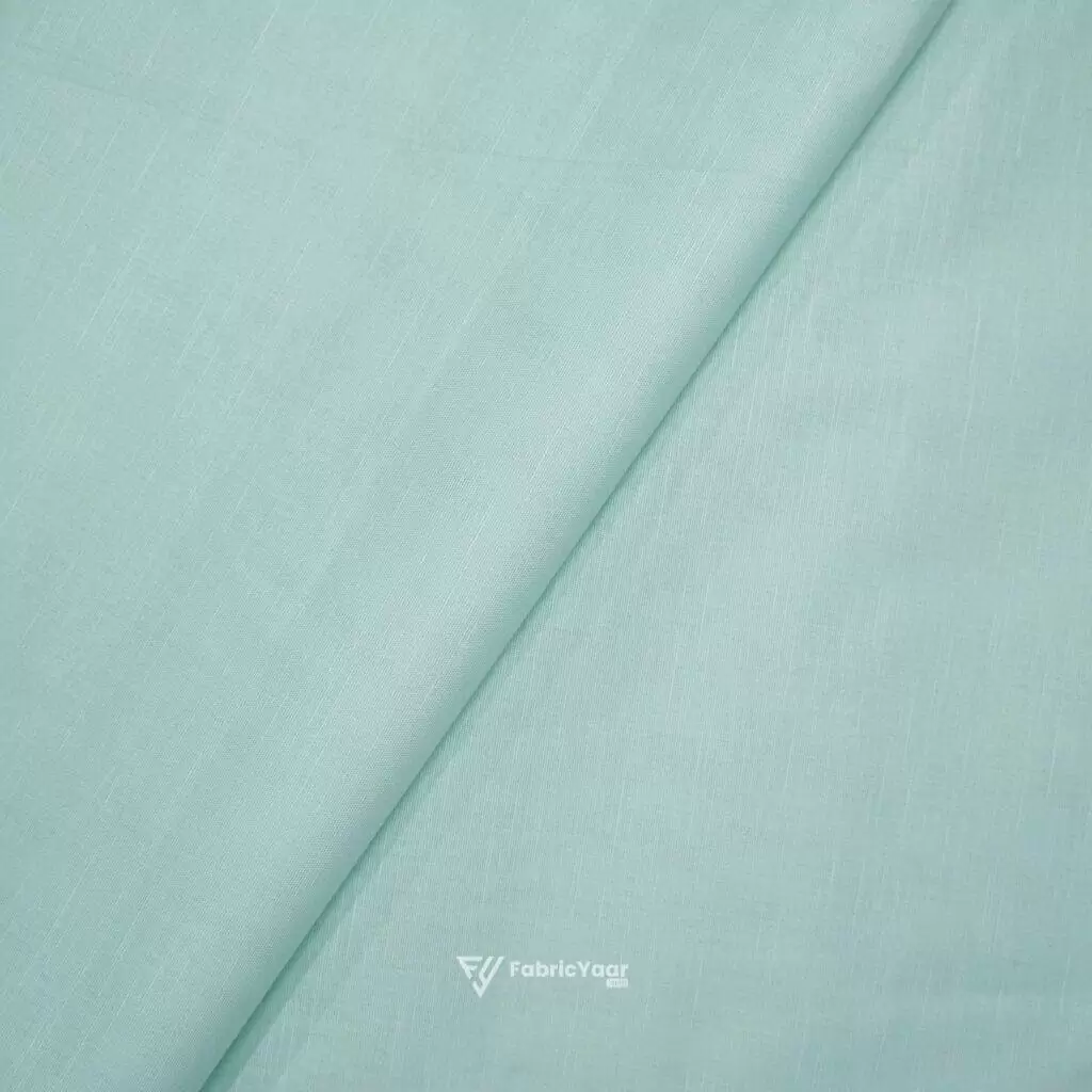 Mitva Cotton Linen Plain Sea Green Shirt / Kurta Fabric (Width 58 Inch)