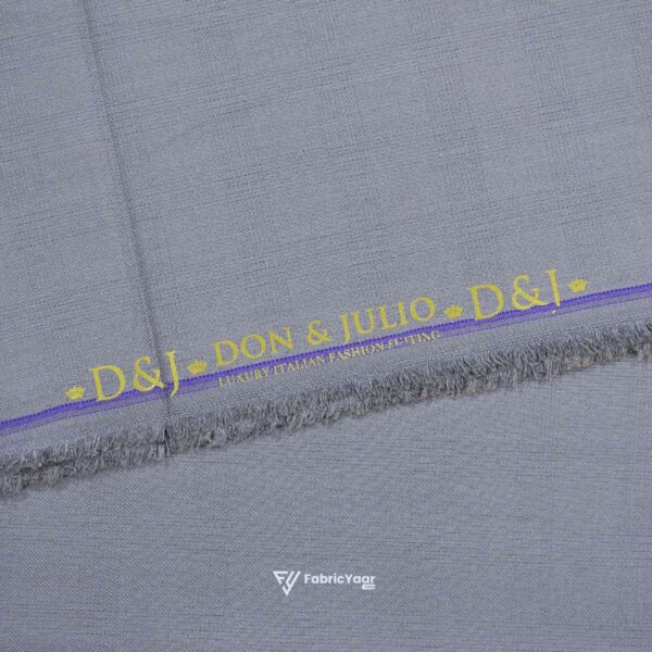 D&J T/R Textured Checks Silver Grey Pant / Suit Fabric (Width 58 Inch