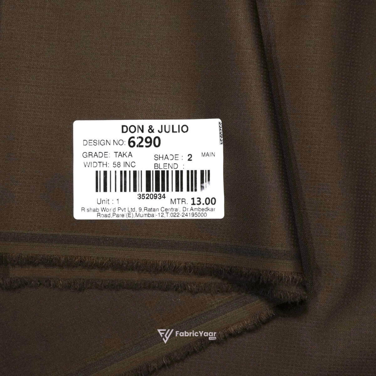 D&J T/R Textured Stretch Darkest Brown Pant / Suit Fabric (Width 58 Inch)