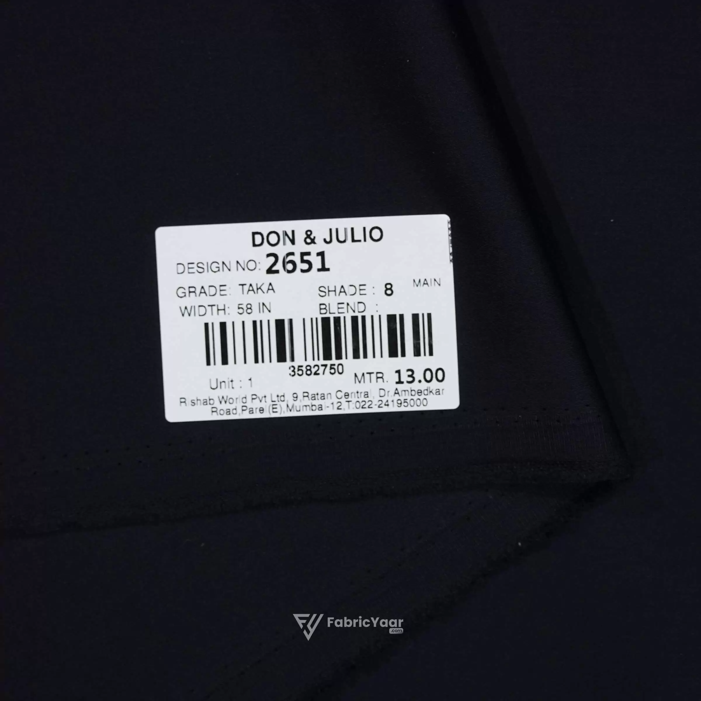 D&J Lustrous T/R Plain Deep Blue Suit / Pant Fabric (Width 58 Inch)