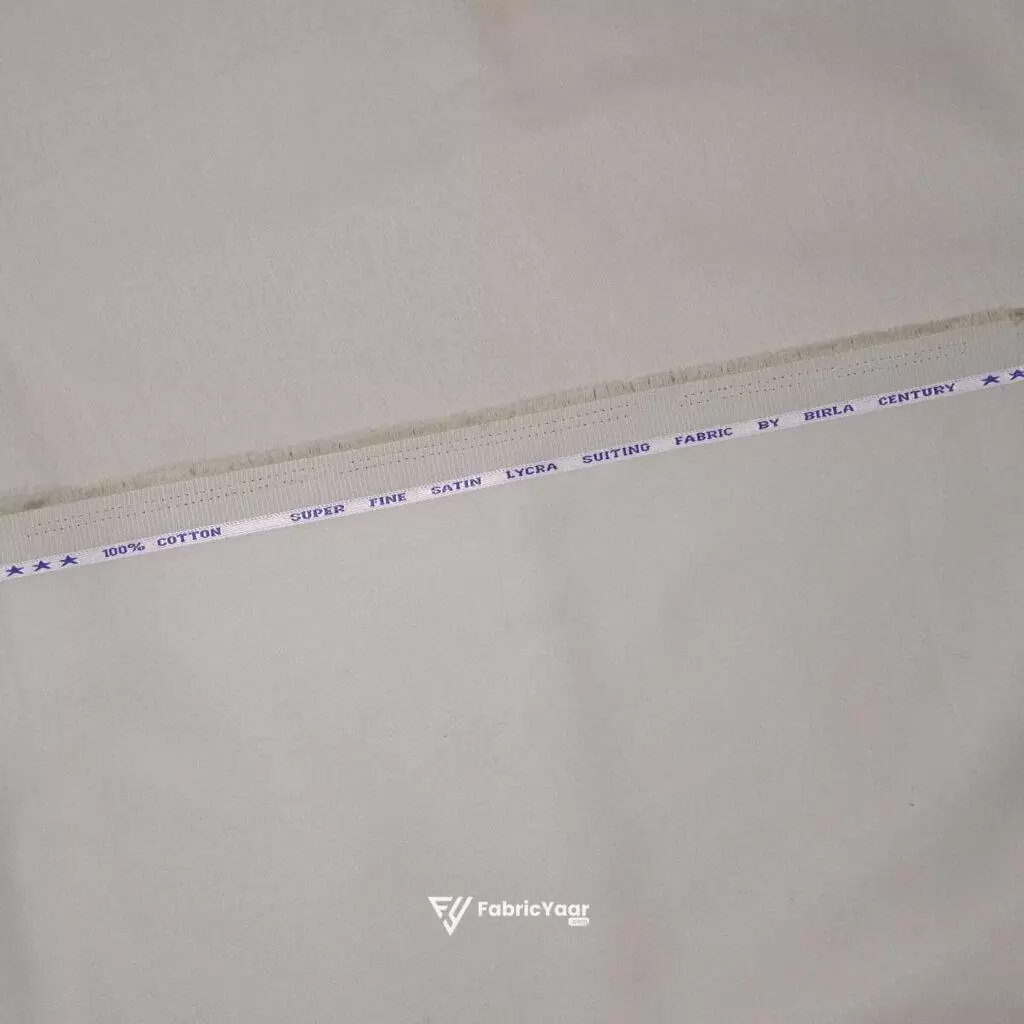 Birla Century Stretchable Light Grey Satin Cotton Trouser Fabric (Width 58 Inch)