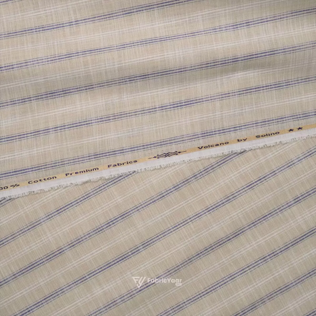 Solino Cotton Linen Self Stripe Soothing Brown Shirt / Kurta Fabric (Width 58 Inch)