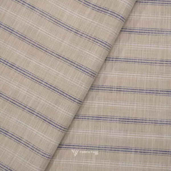 Solino Cotton Linen Self Stripe Soothing Brown Shirt / Kurta Fabric (Width 58 Inch)