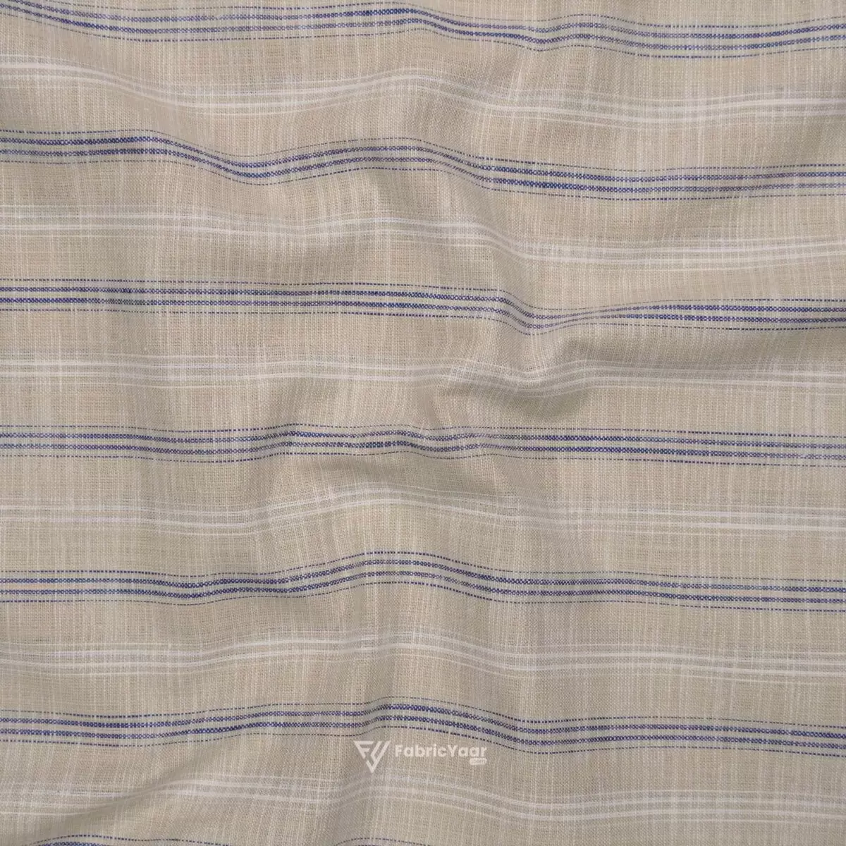Solino Cotton Linen Self Stripe Soothing Brown Shirt / Kurta Fabric (Width 58 Inch)