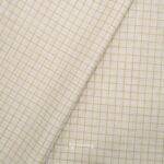 Cotton Linen Self Silver Light Beige Checks Shirt / Kurta Fabric (Widht 58 Inch)