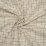 Cotton Linen Self Silver Light Beige Checks Shirt / Kurta Fabric (Widht 58 Inch)