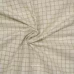 Cotton Linen Self Silver Light Beige Checks Shirt / Kurta Fabric (Widht 58 Inch)