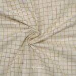 Cotton Linen Self Silver Light Beige Checks Shirt / Kurta Fabric (Widht 58 Inch)