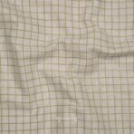 Cotton Linen Self Silver Light Beige Checks Shirt / Kurta Fabric (Widht 58 Inch)
