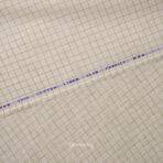 Cotton Linen Self Silver Light Beige Checks Shirt / Kurta Fabric (Widht 58 Inch)