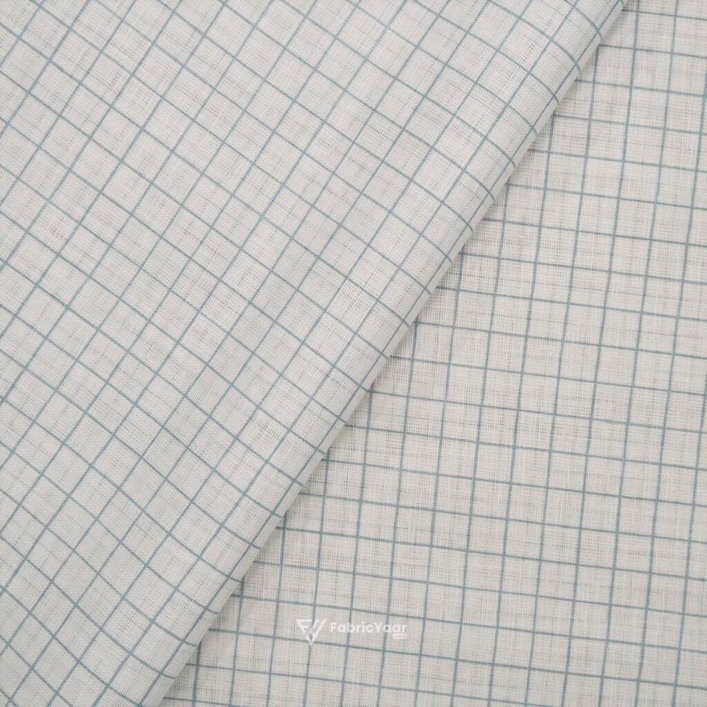 Cotton Linen Self Lucite Rama Checks Shirt / Kurta Fabric (Widht 58 Inch)