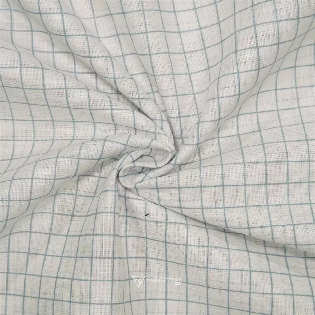 Cotton Linen Self Lucite Rama Checks Shirt / Kurta Fabric (Widht 58 Inch)