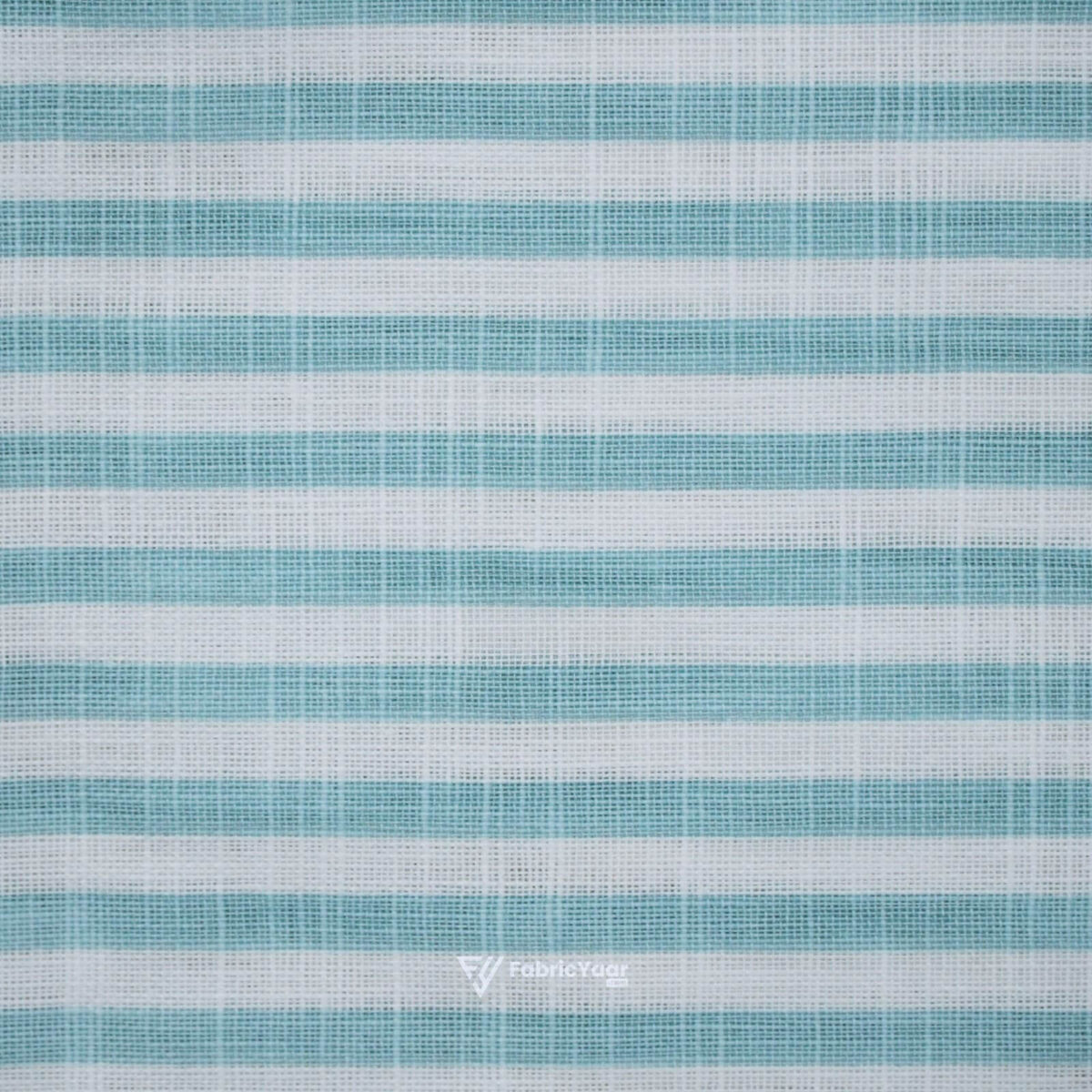 Cotton Linen Self Sea Green Stripe Shirt / Kurta Fabric (Widht 58 Inch)