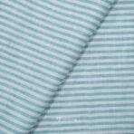 Cotton Linen Self Sea Green Stripe Shirt / Kurta Fabric (Widht 58 Inch)