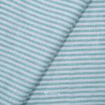 Cotton Linen Self Sea Green Stripe Shirt / Kurta Fabric (Widht 58 Inch)