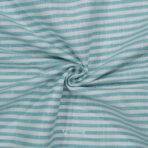 Cotton Linen Self Sea Green Stripe Shirt / Kurta Fabric (Widht 58 Inch)