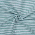 Cotton Linen Self Sea Green Stripe Shirt / Kurta Fabric (Widht 58 Inch)
