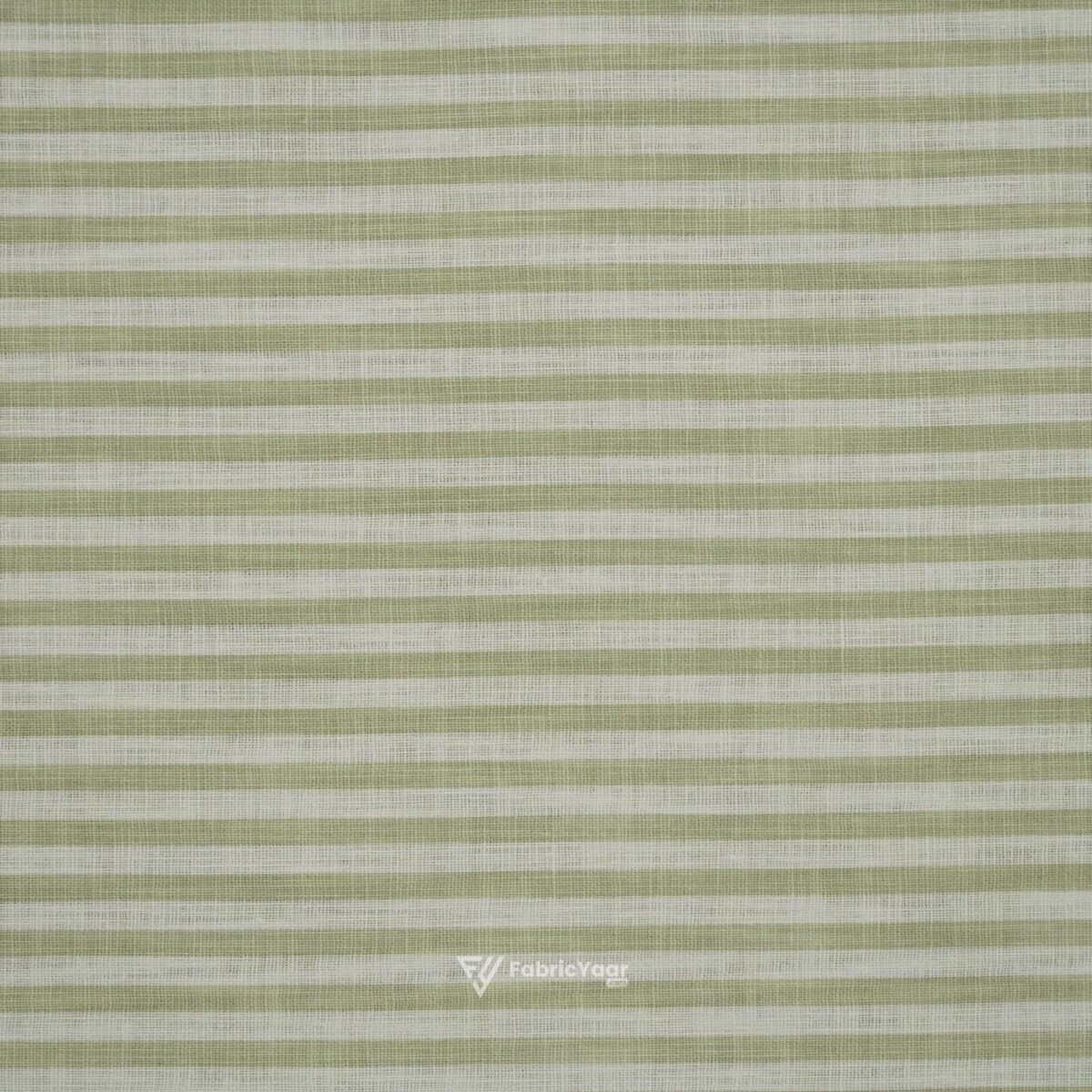 Cotton Linen Self Pista Green Stripe Shirt / Kurta Fabric (Widht 58 Inch)