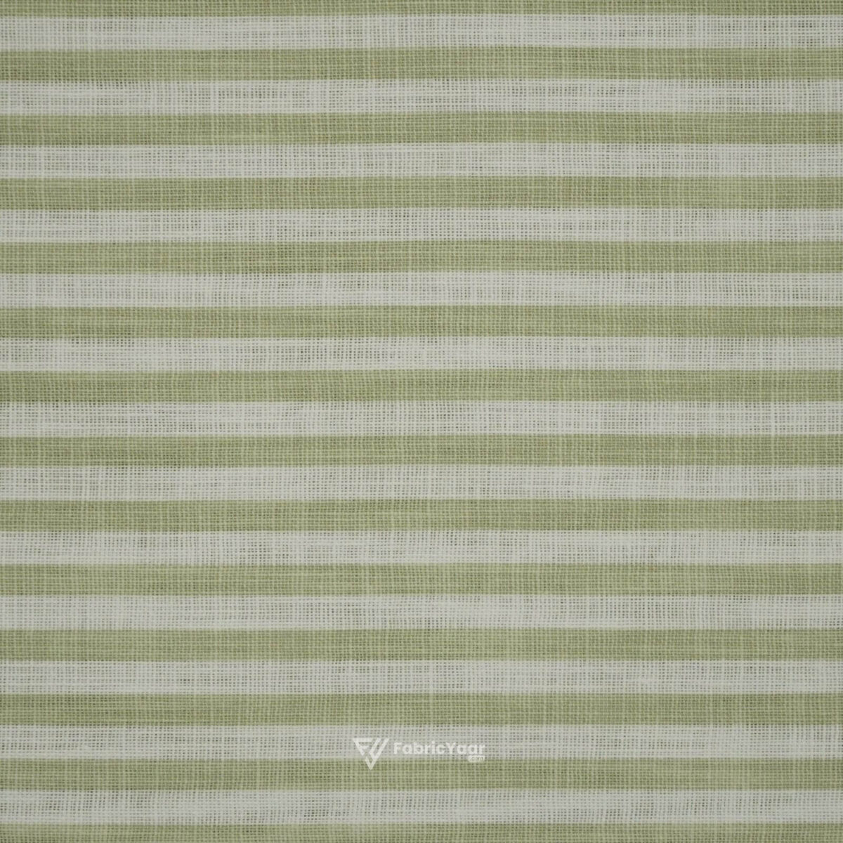 Cotton Linen Self Pista Green Stripe Shirt / Kurta Fabric (Widht 58 Inch)