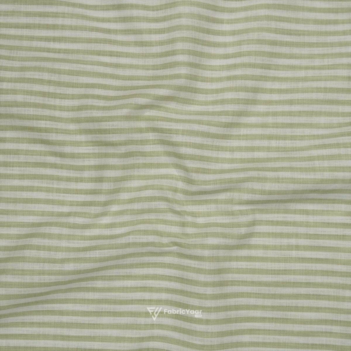 Cotton Linen Self Pista Green Stripe Shirt / Kurta Fabric (Widht 58 Inch)