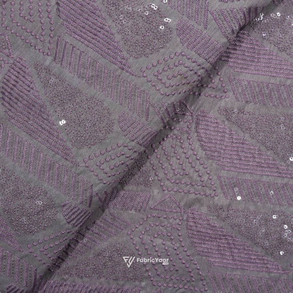 Embroidery With Water Sequins Lavender Kurta / Koti / Shrug Fabric (Widht 38 Inch)