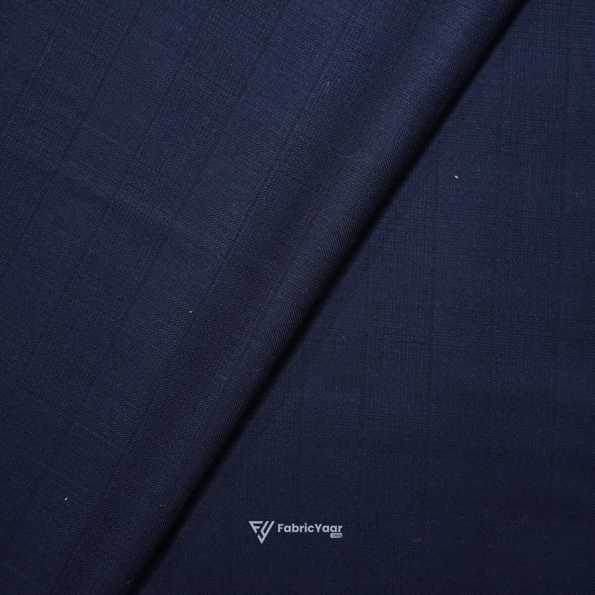 Terry Rayon Self Checks Blue Pant/Suit Fabric (Width 58 Inch)