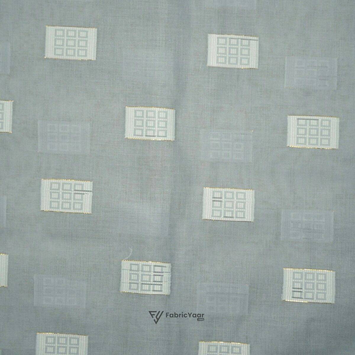 Cotton Lawn Zari Jacquard Buta Light Grey Shirt / Kurta Fabric (Width 58 Inch)