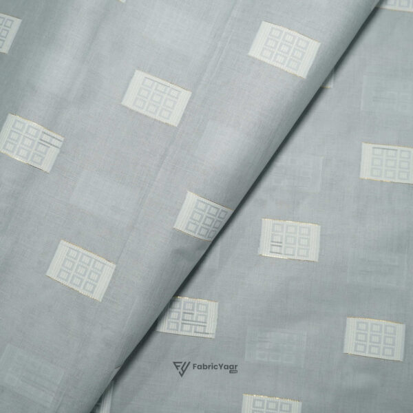 Cotton Lawn Zari Jacquard Buta Light Grey Shirt / Kurta Fabric (Width 58 Inch)