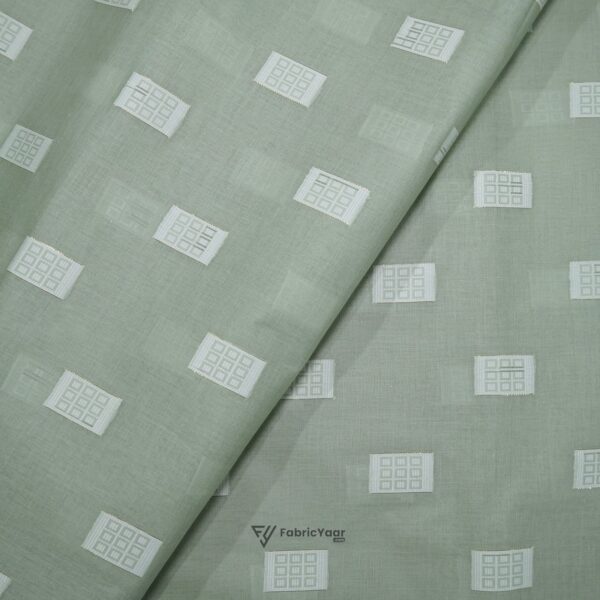 Cotton Lawn Zari Jacquard Buta Mint Green Shirt / Kurta Fabric (Width 58 Inch)