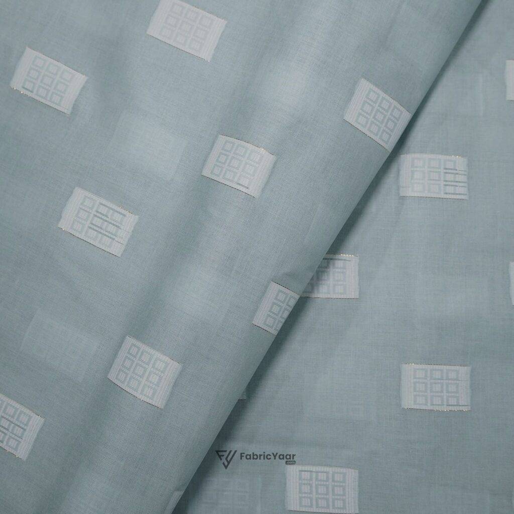 Cotton Lawn Zari Jacquard Buta Celeste Blue Shirt / Kurta Fabric (Width 58 Inch)