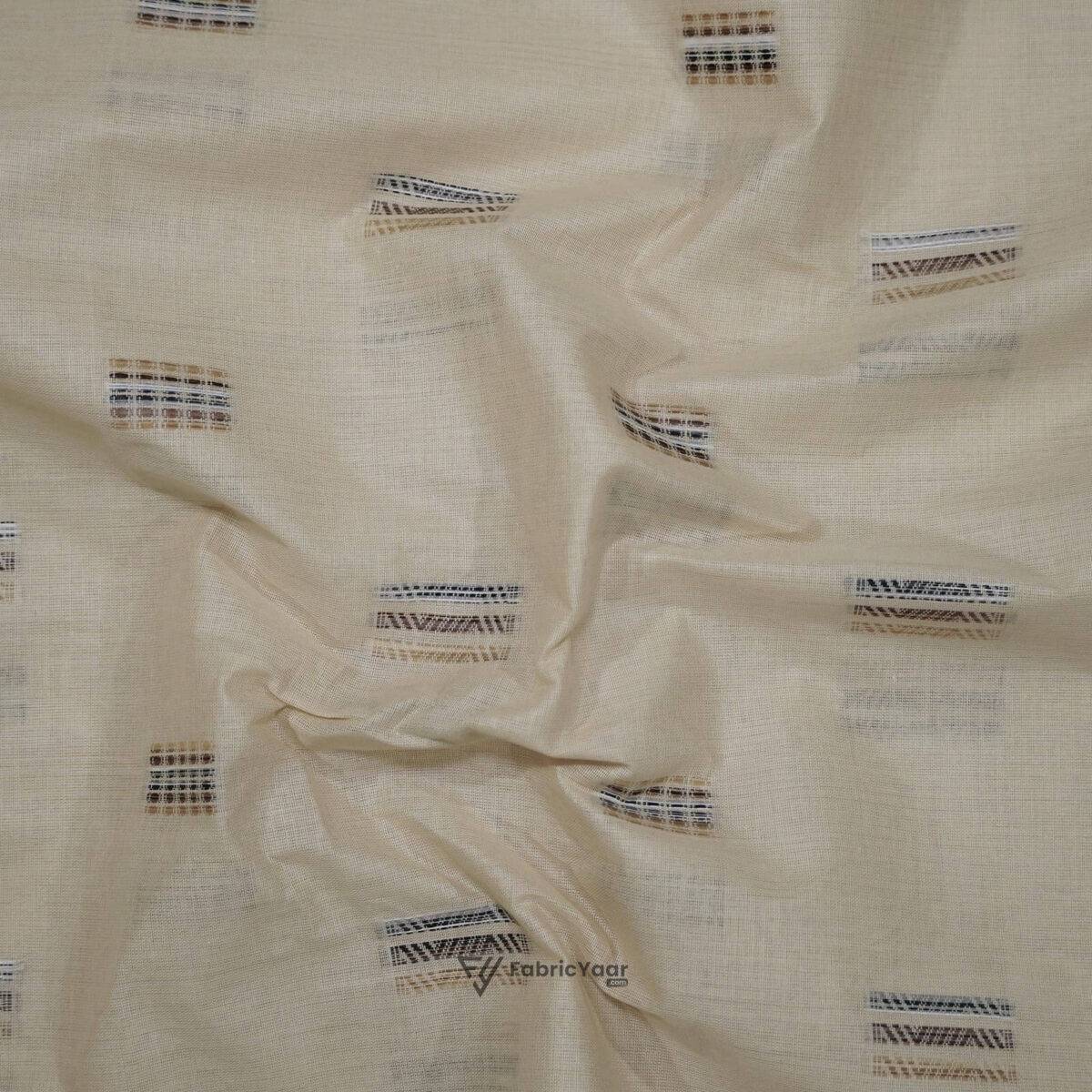 Paper Cotton Lawn Multi Color Buta Light Yellow Shirt / Kurta Fabric (Width 58 Inch)