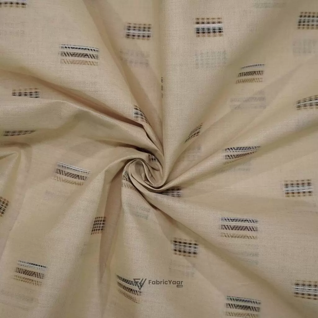 Paper Cotton Lawn Multi Color Buta Light Yellow Shirt / Kurta Fabric (Width 58 Inch)