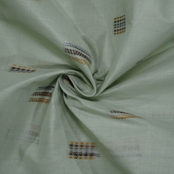 Paper Cotton Lawn Multi Color Buta Mint Green Shirt / Kurta Fabric (Width 58 Inch)